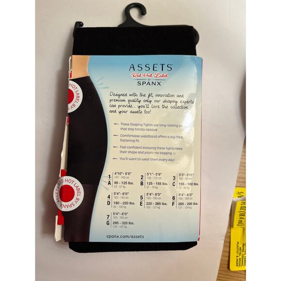 Spanx Red Hot Label Assets Original Shaping Tights Size 5/E Black Tummy Control - Picture 2 of 6
